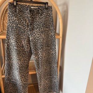 Leopard Print Wide-Leg Women's Pants - Neutral